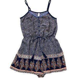 Boho Floral Print Spaghetti Strap Romper- Size Small